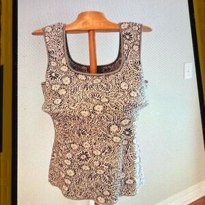 Sigrid Olsen Monochrome Patterned Tank Top